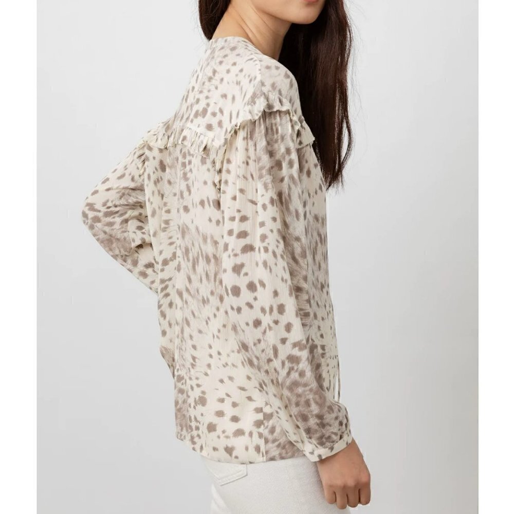 Rails | Lydia Top in Puma Ruffle Neck Tie Popover Top Rayon Chiffon Size S - Picture 13 of 13